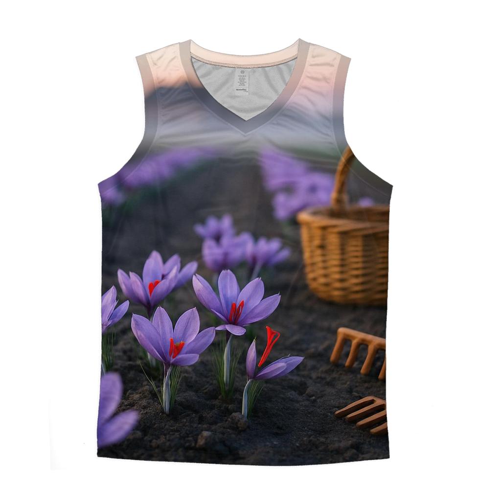 Saffron Crocus Rows After Dawn Harvest custom tank tops