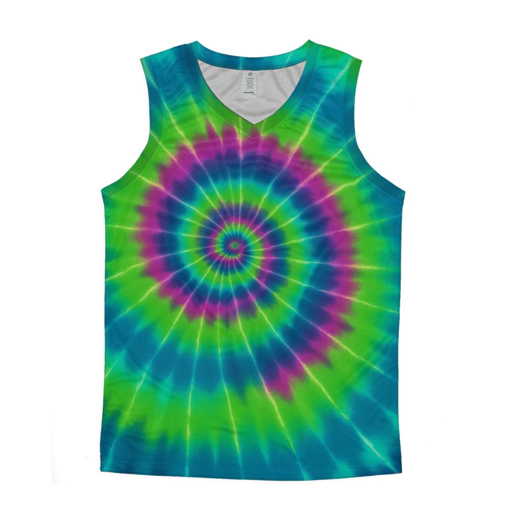 Aurora Overdye Spiral Nexus graphic print tank tops