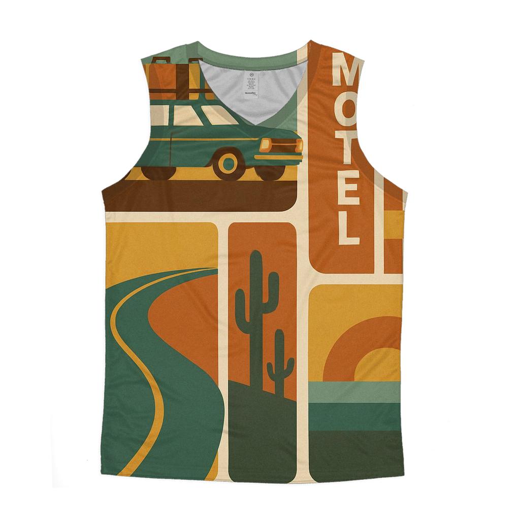 Groovy Road Trip Postcard Collage graphic print tank tops