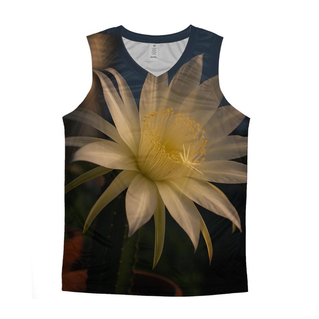 Night Blooming Cereus On Urban Rooftop graphic print tank tops