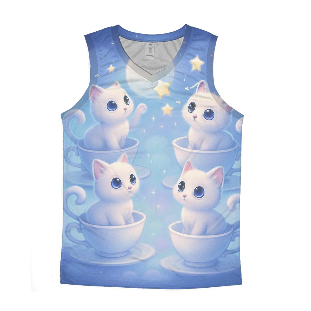 Moonlit Teacup Kitten Carousel sports performance tank tops