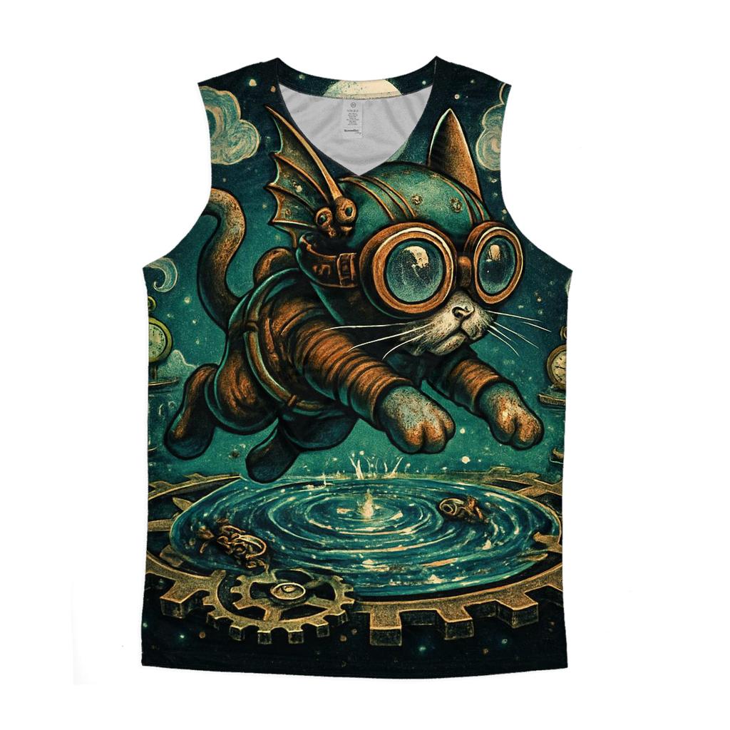 Clockwork Lagoon Cat sports performance tank tops