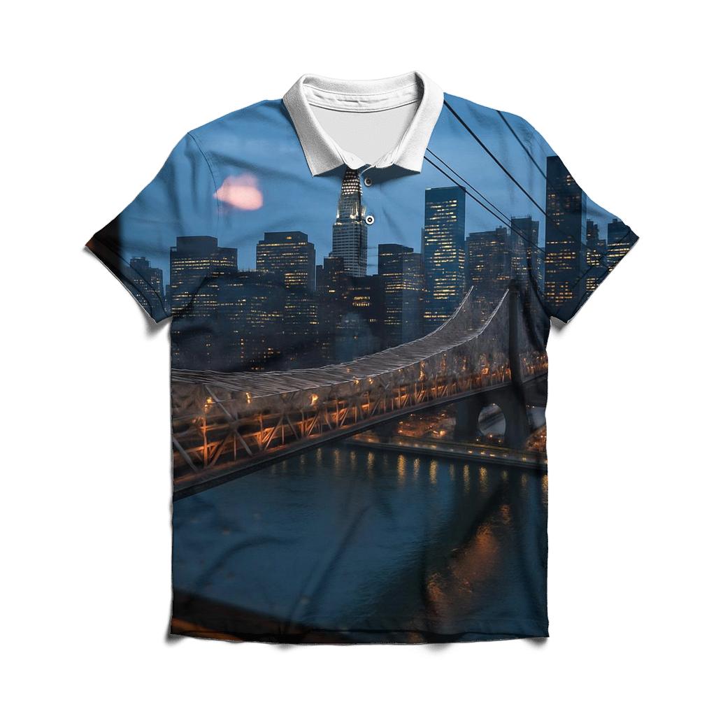 Roosevelt Island Tram Window Over Midtown classic pique polos