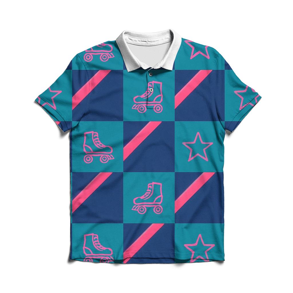 Neon Roller Rink Floor Tiles designer slim fit polos