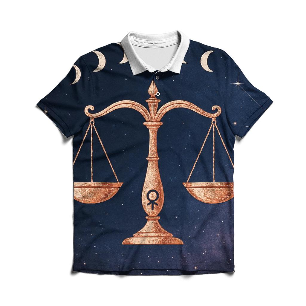 Libra Equinox Scales Constellation Emblem personalized polo shirts