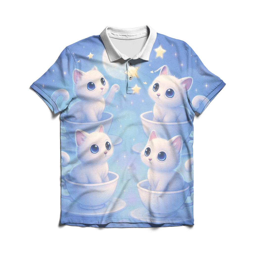 Moonlit Teacup Kitten Carousel branded logo polo shirts