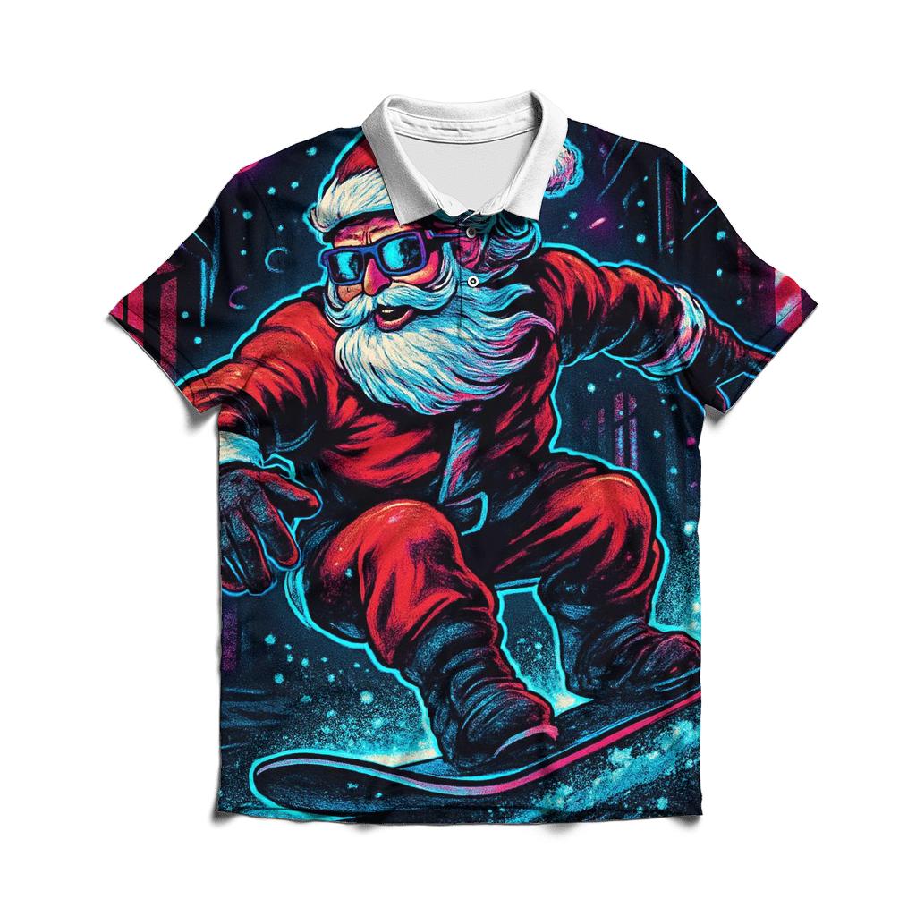 Neon Blizzard Santa Street Rider custom polo shirts