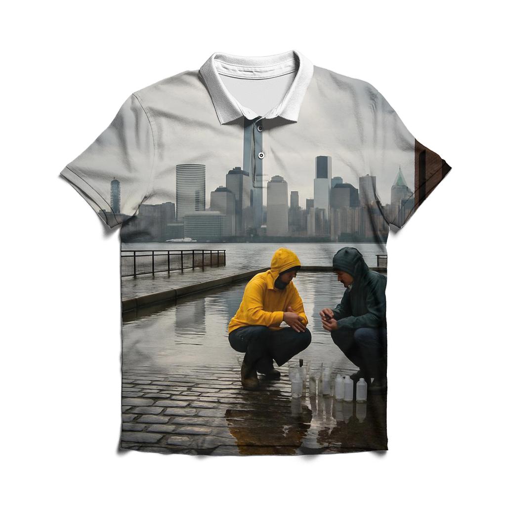 Red Hook Rain Gloss Lower Manhattan Panorama personalized polo shirts