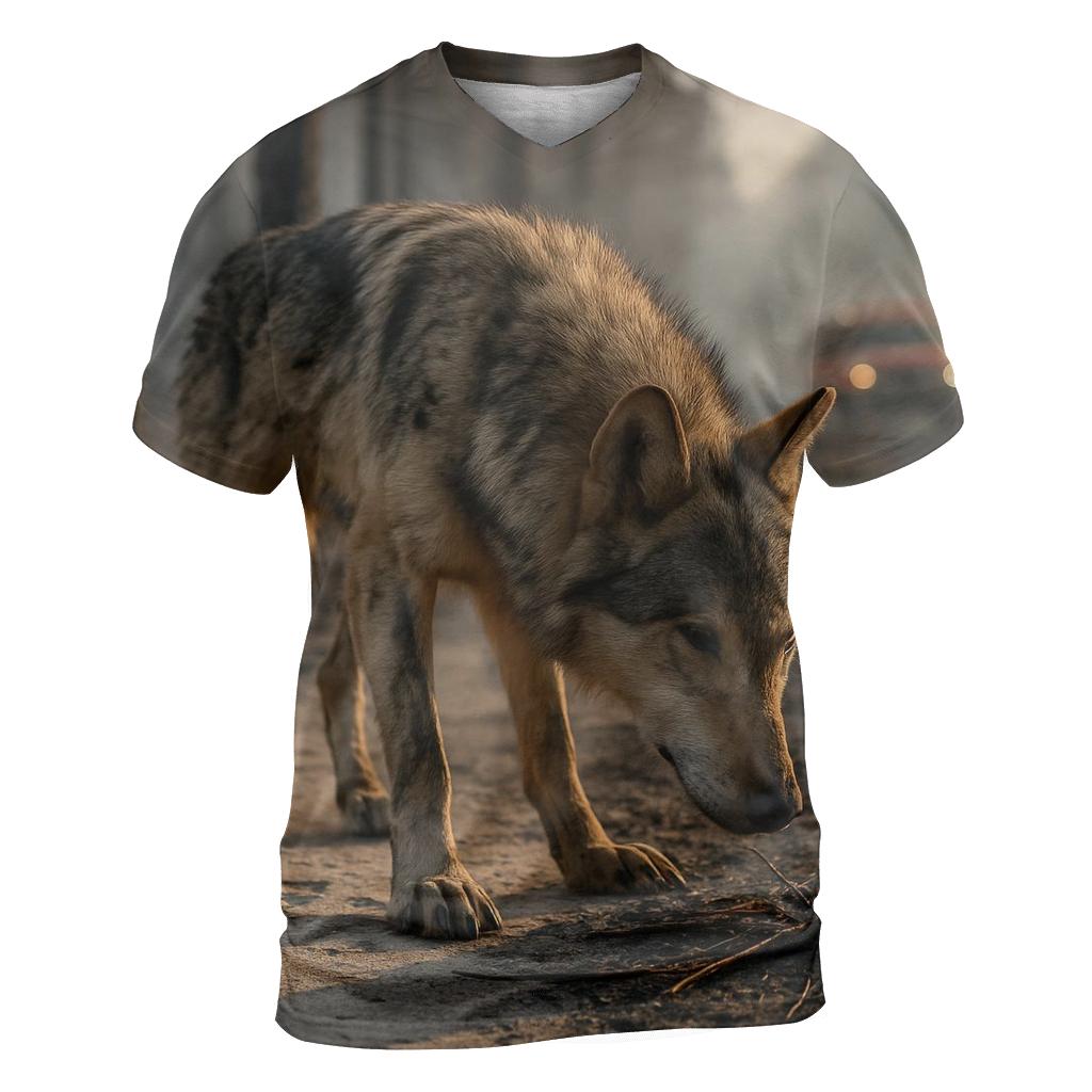 Firebreak Sentinel Wolf In Post Burn Forest Survey trendy printed shirt styles