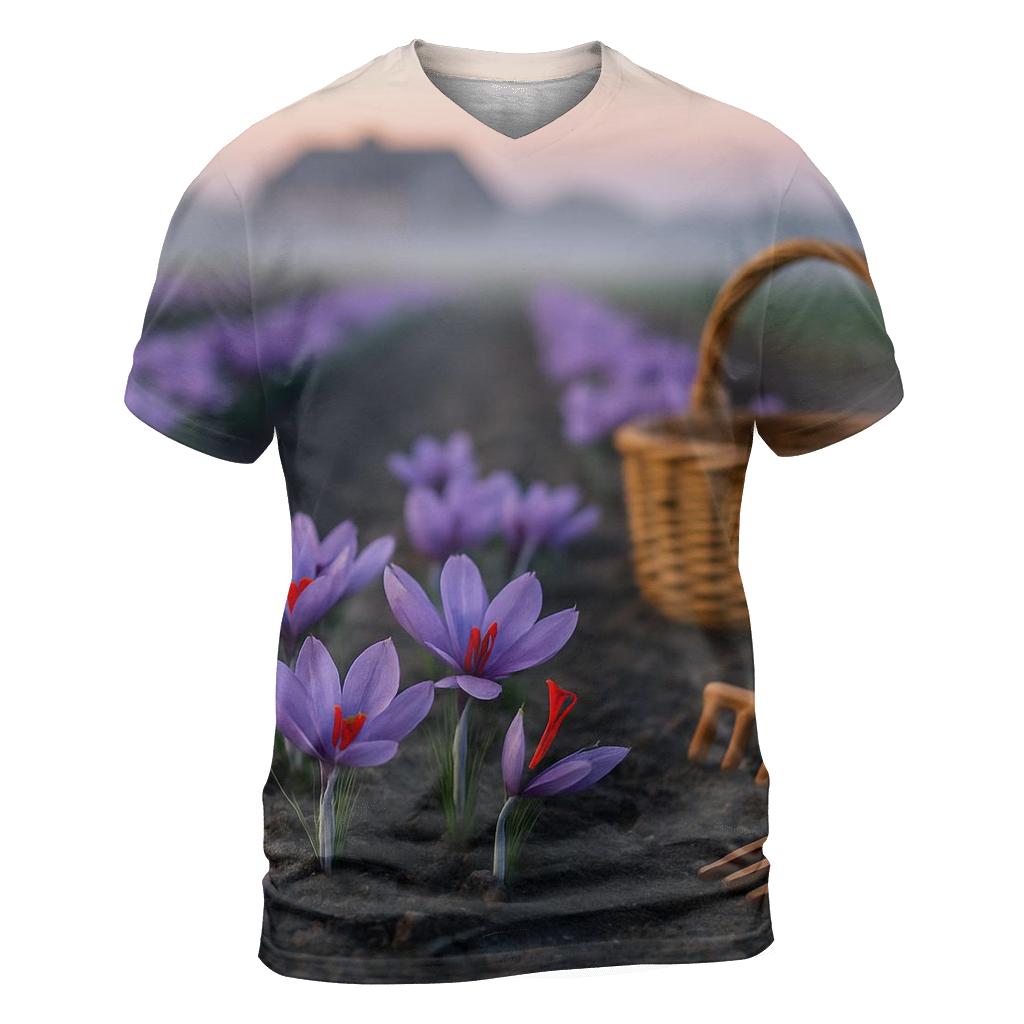 Saffron Crocus Rows After Dawn Harvest creative print fashion shirts