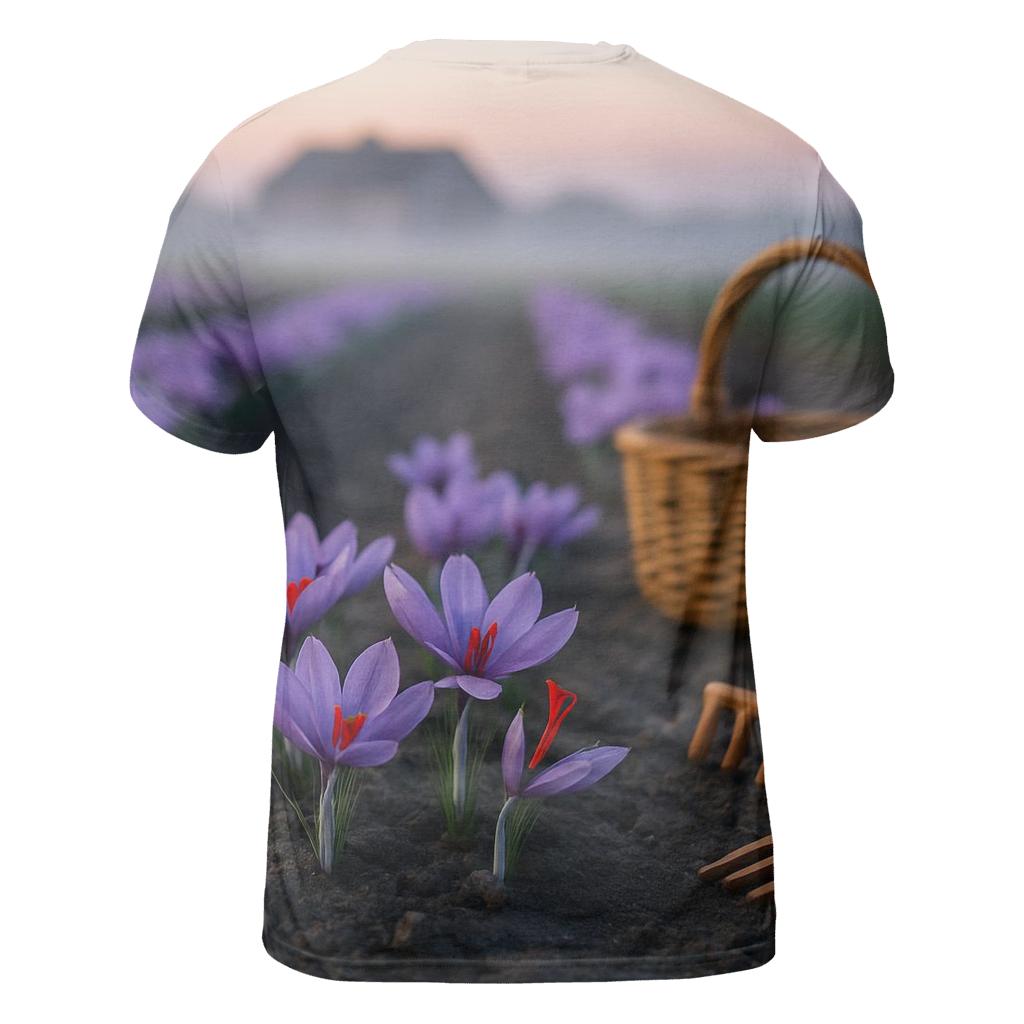Saffron Crocus Rows After Dawn Harvest creative print fashion shirts