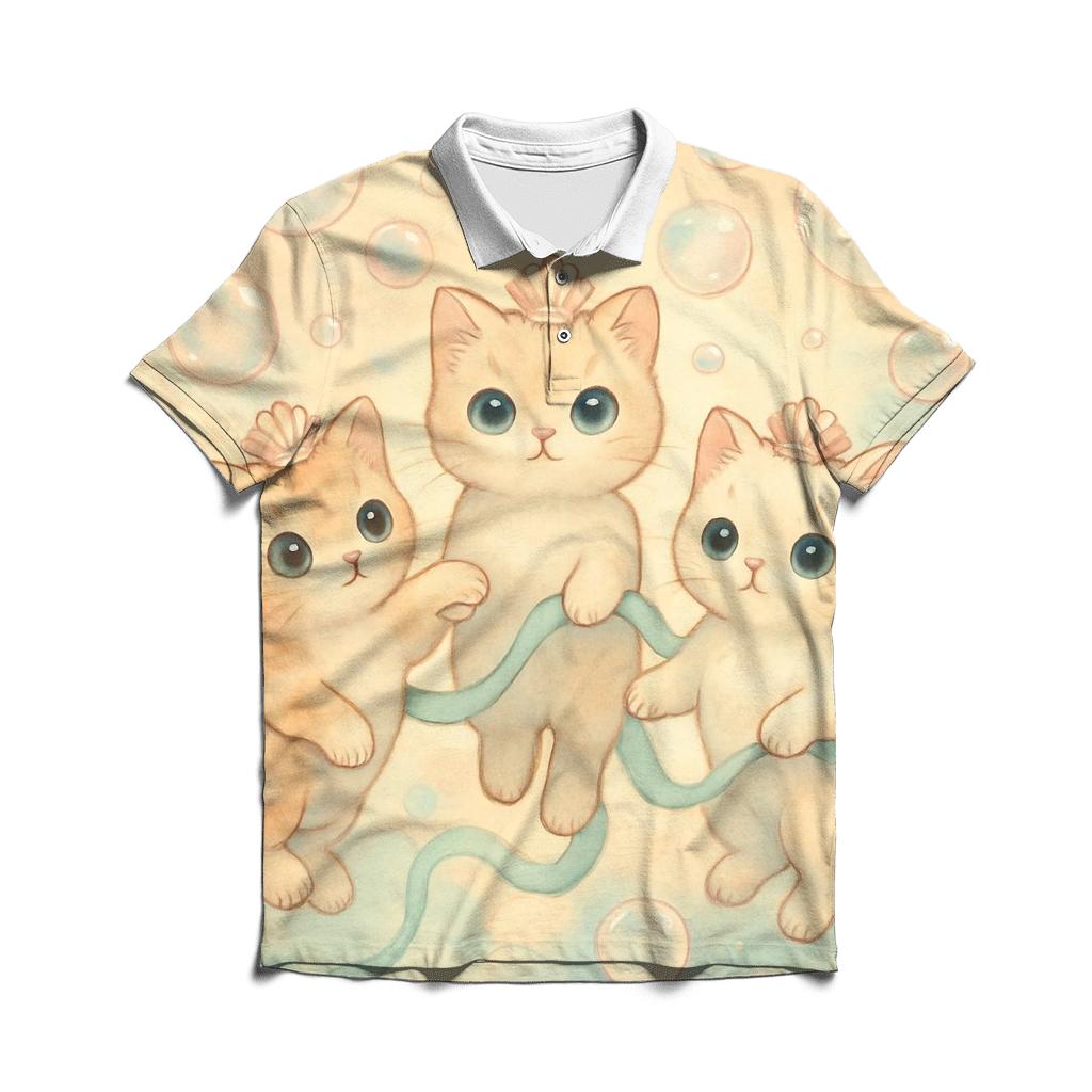 Sunrise Bubble Reef Cat Guardians casual sports polo shirts
