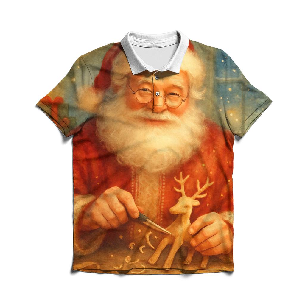 Fireside Workshop Santa Toymaker Reverie premium cotton polo shirts
