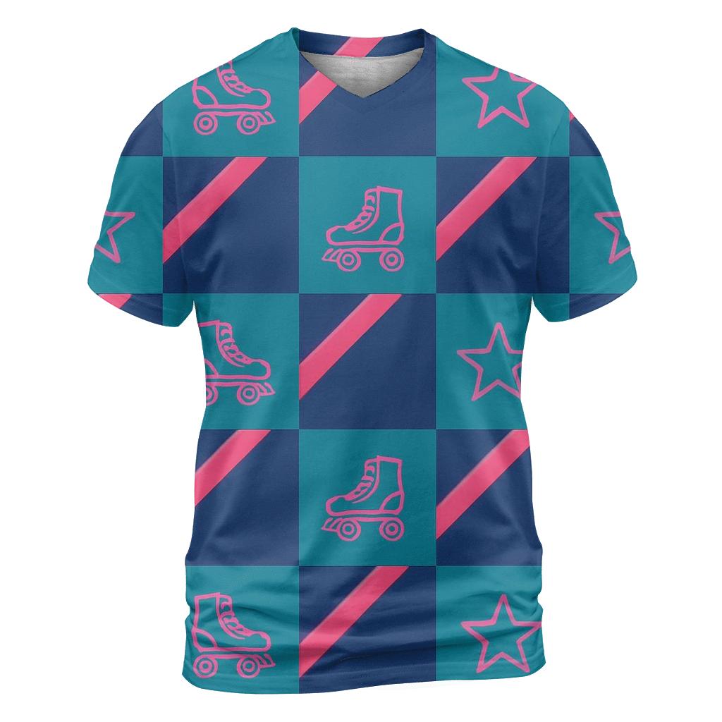 Neon Roller Rink Floor Tiles vibrant all-over design tees