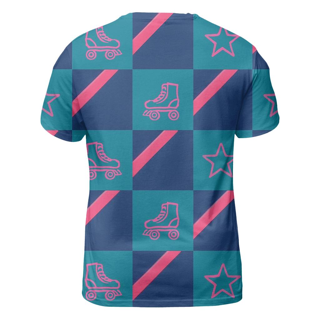 Neon Roller Rink Floor Tiles vibrant all-over design tees