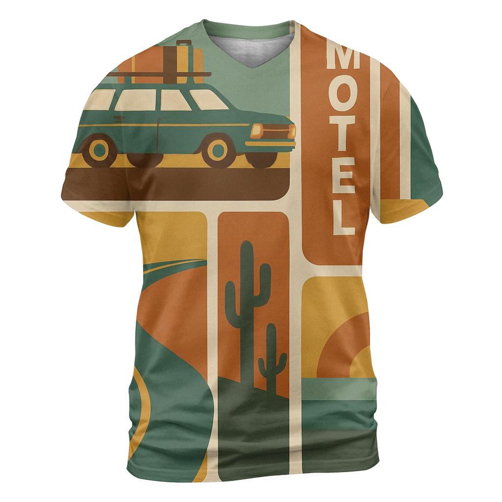 Groovy Road Trip Postcard Collage artistic all-over print tops