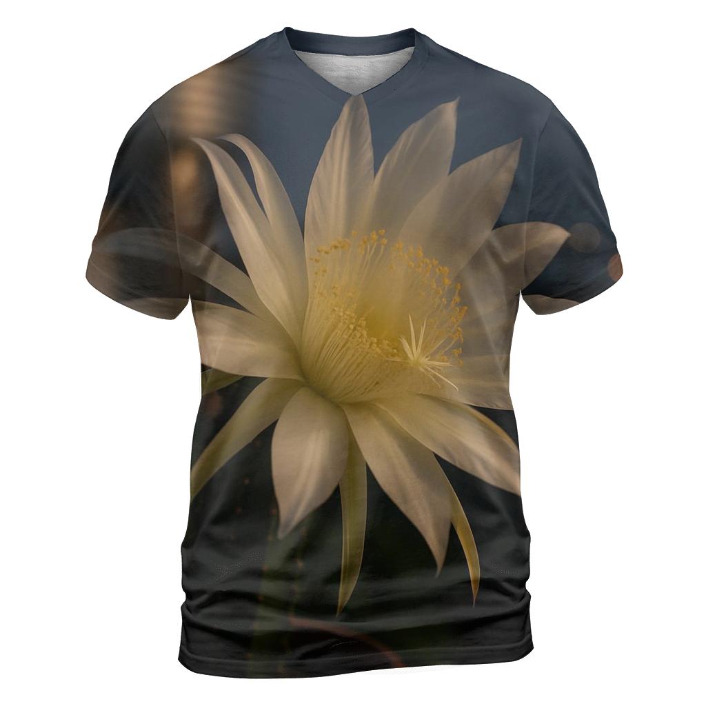 Night Blooming Cereus On Urban Rooftop trendy printed shirt styles