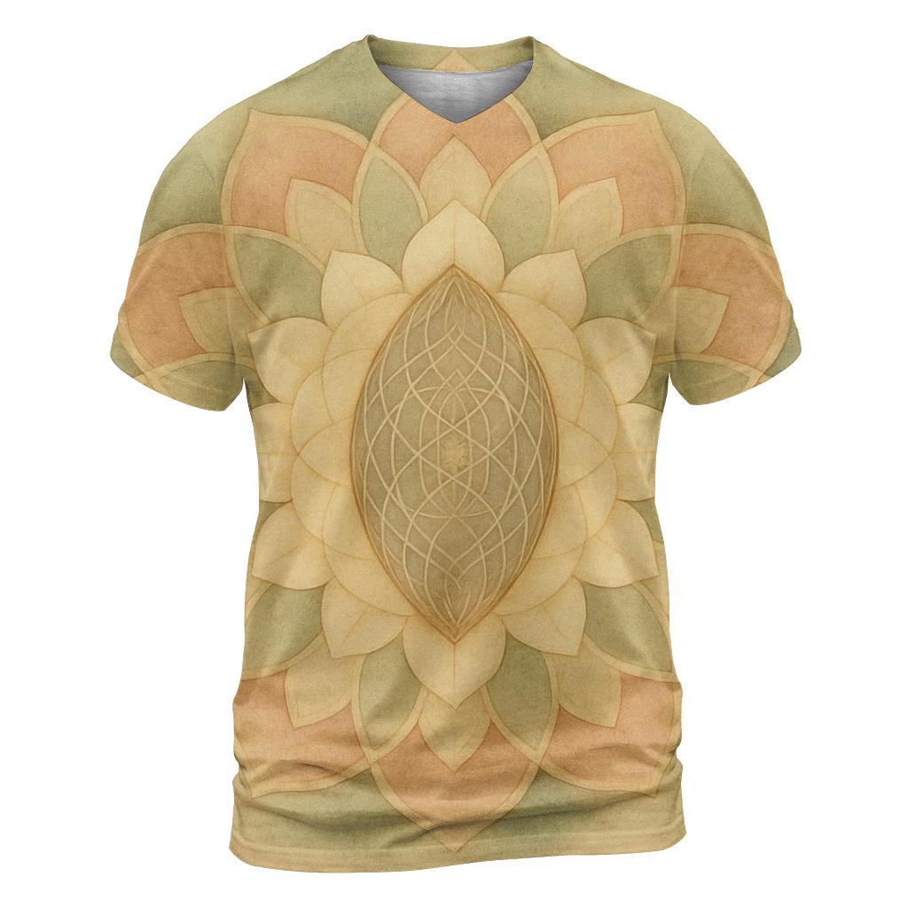 Harmonic Seed Geometry artistic all-over print tops