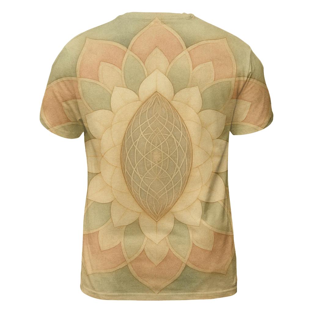 Harmonic Seed Geometry artistic all-over print tops