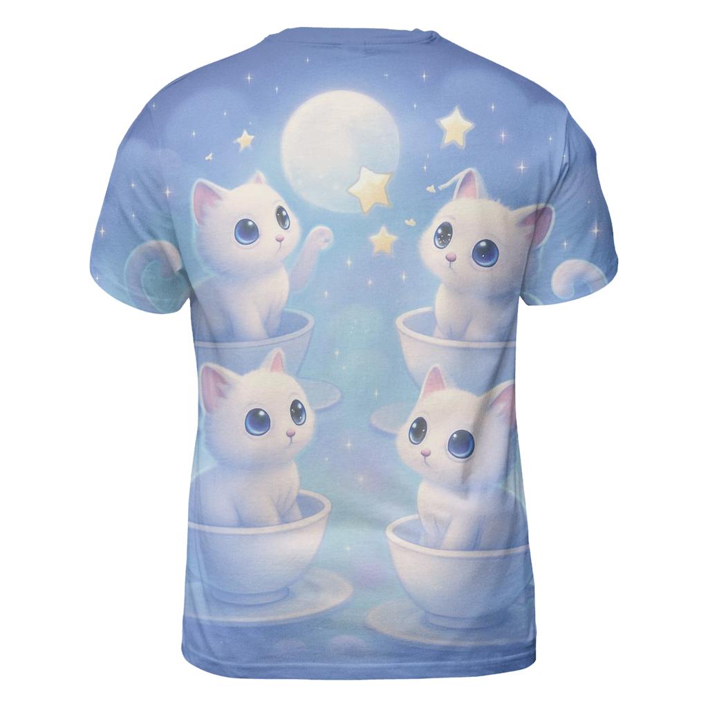 Moonlit Teacup Kitten Carousel creative print fashion shirts