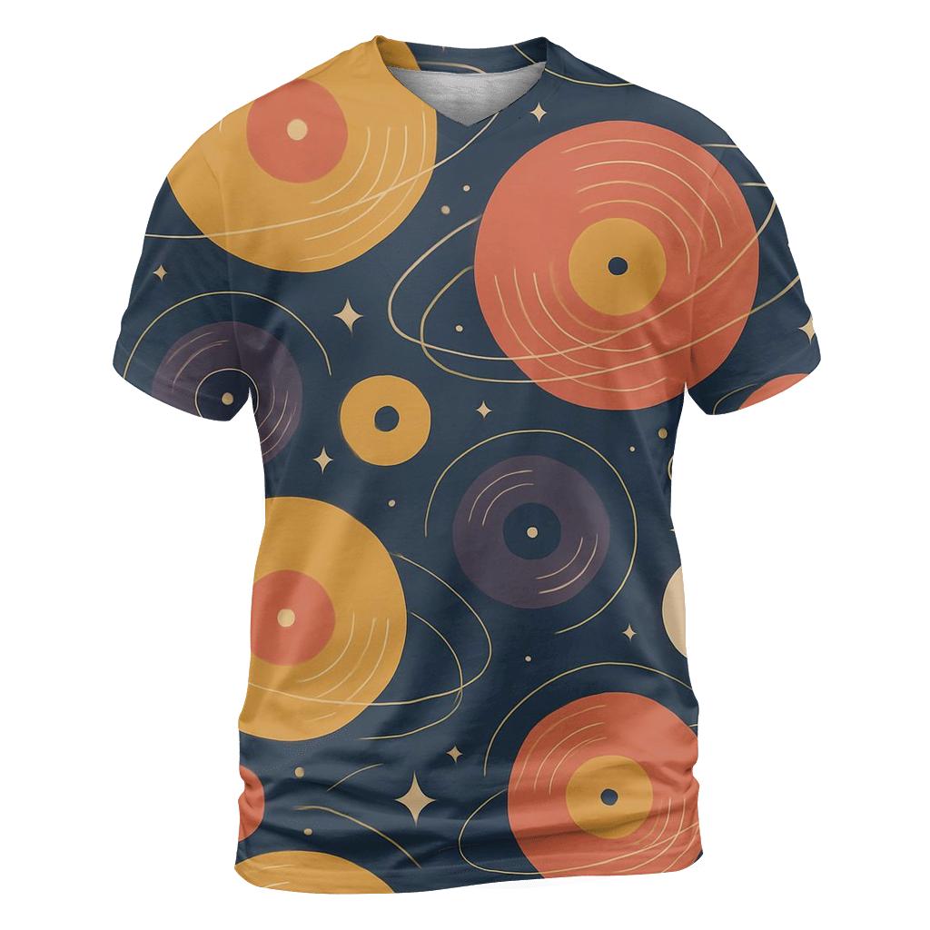 Vinyl Galaxy Groove Rings artistic all-over print tops