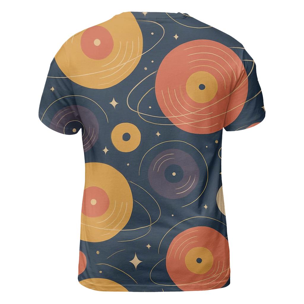 Vinyl Galaxy Groove Rings artistic all-over print tops