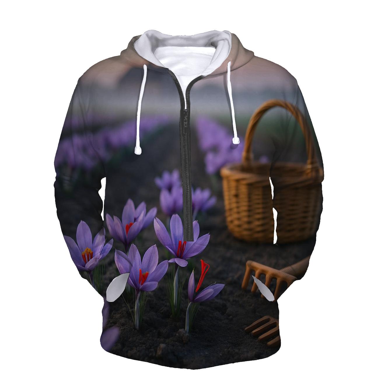 Saffron Crocus Rows After Dawn Harvest premium hoodies
