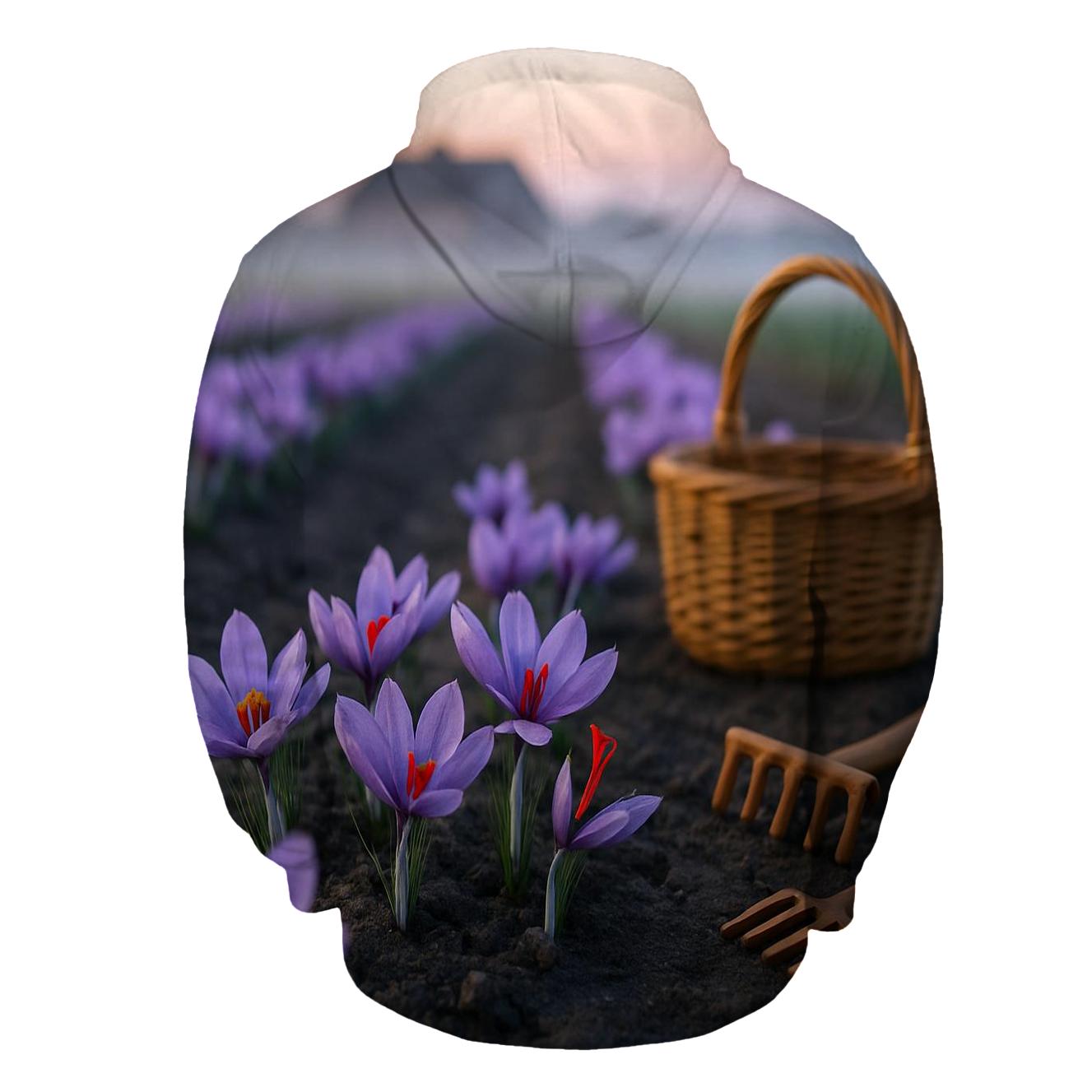 Saffron Crocus Rows After Dawn Harvest premium hoodies