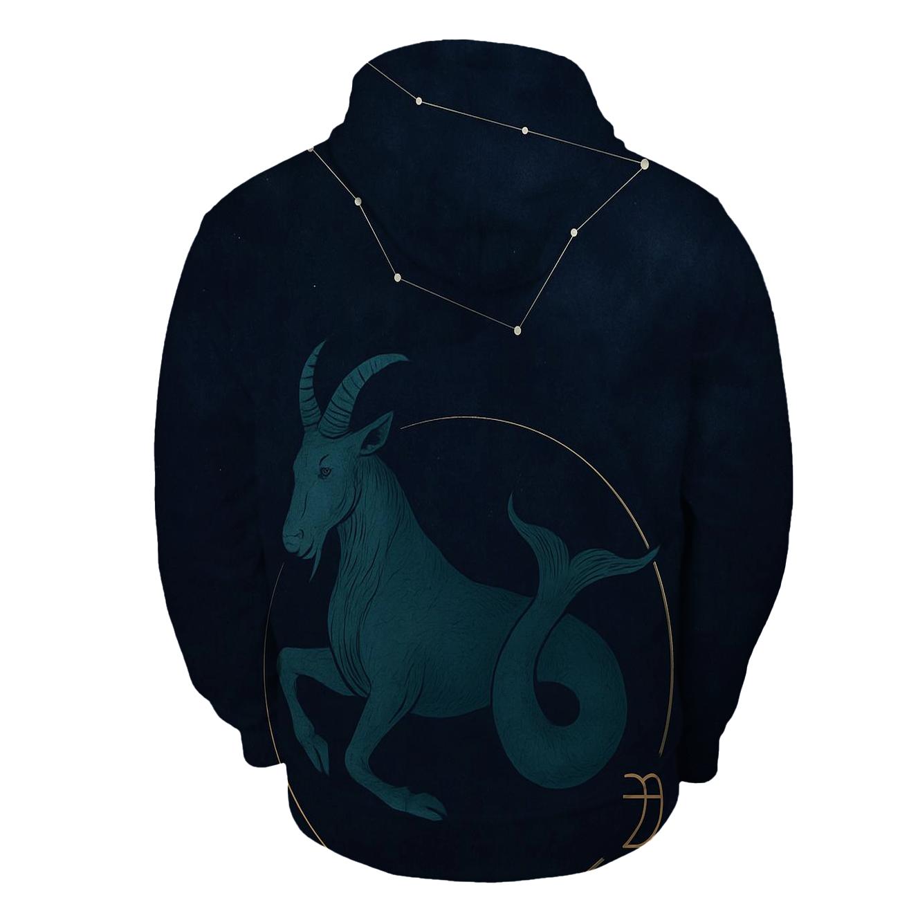 Saturnine Capricorn Sea Goat Star Chart embroidered hoodies