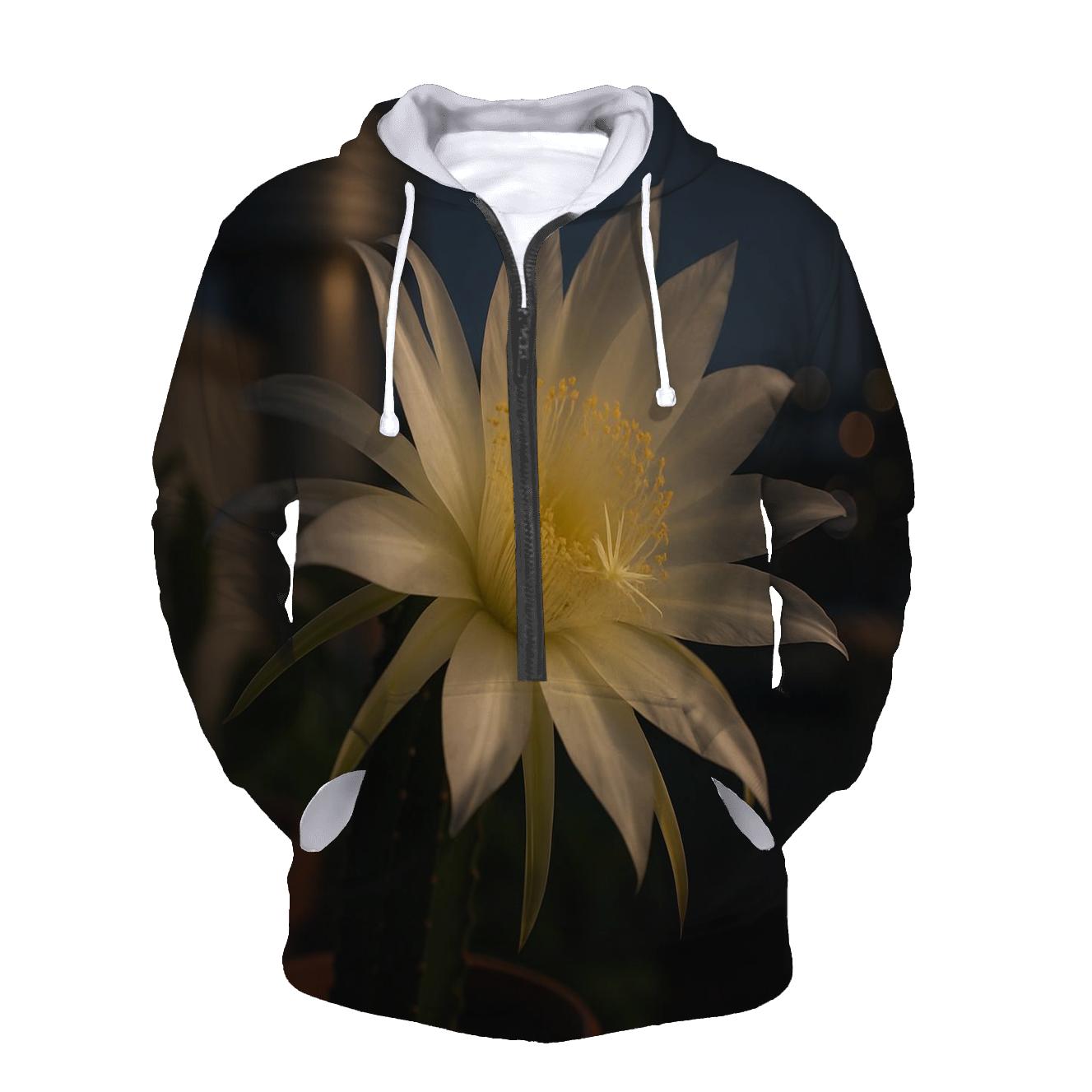 Night Blooming Cereus On Urban Rooftop embroidered hoodies