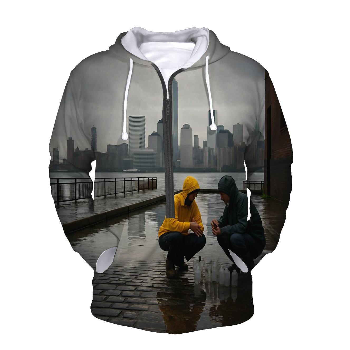Red Hook Rain Gloss Lower Manhattan Panorama graphic hoodies