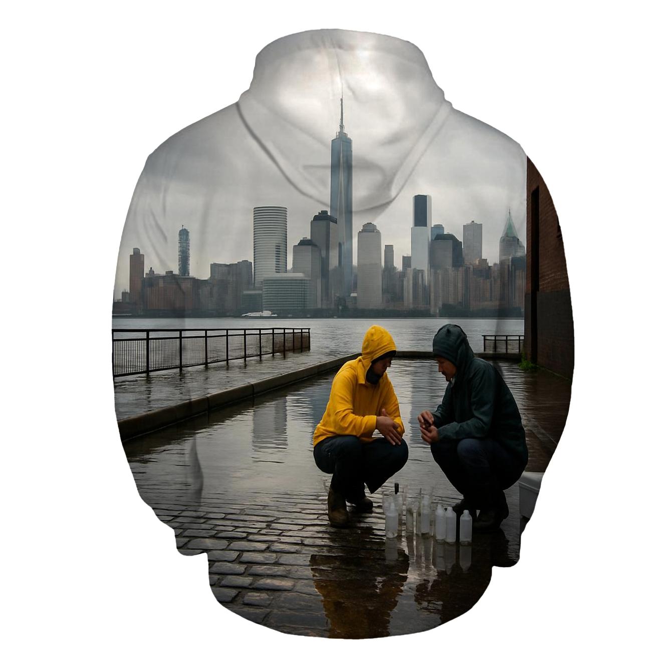 Red Hook Rain Gloss Lower Manhattan Panorama graphic hoodies