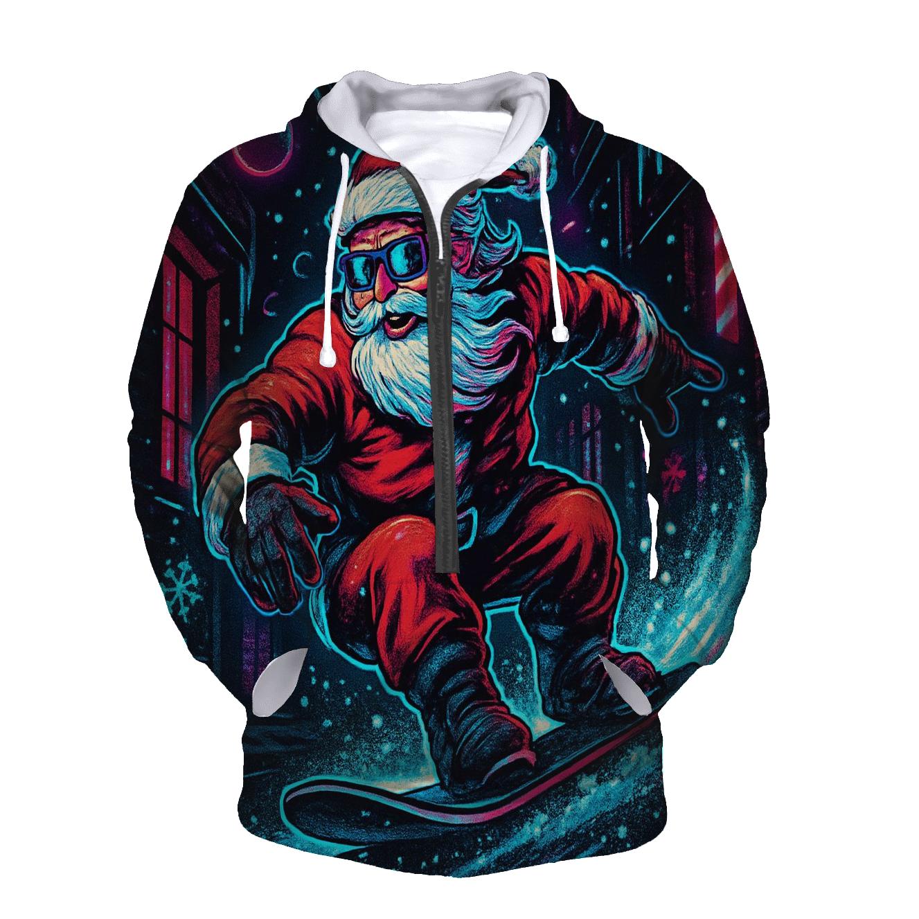 Neon Blizzard Santa Street Rider heavyweight hoodies