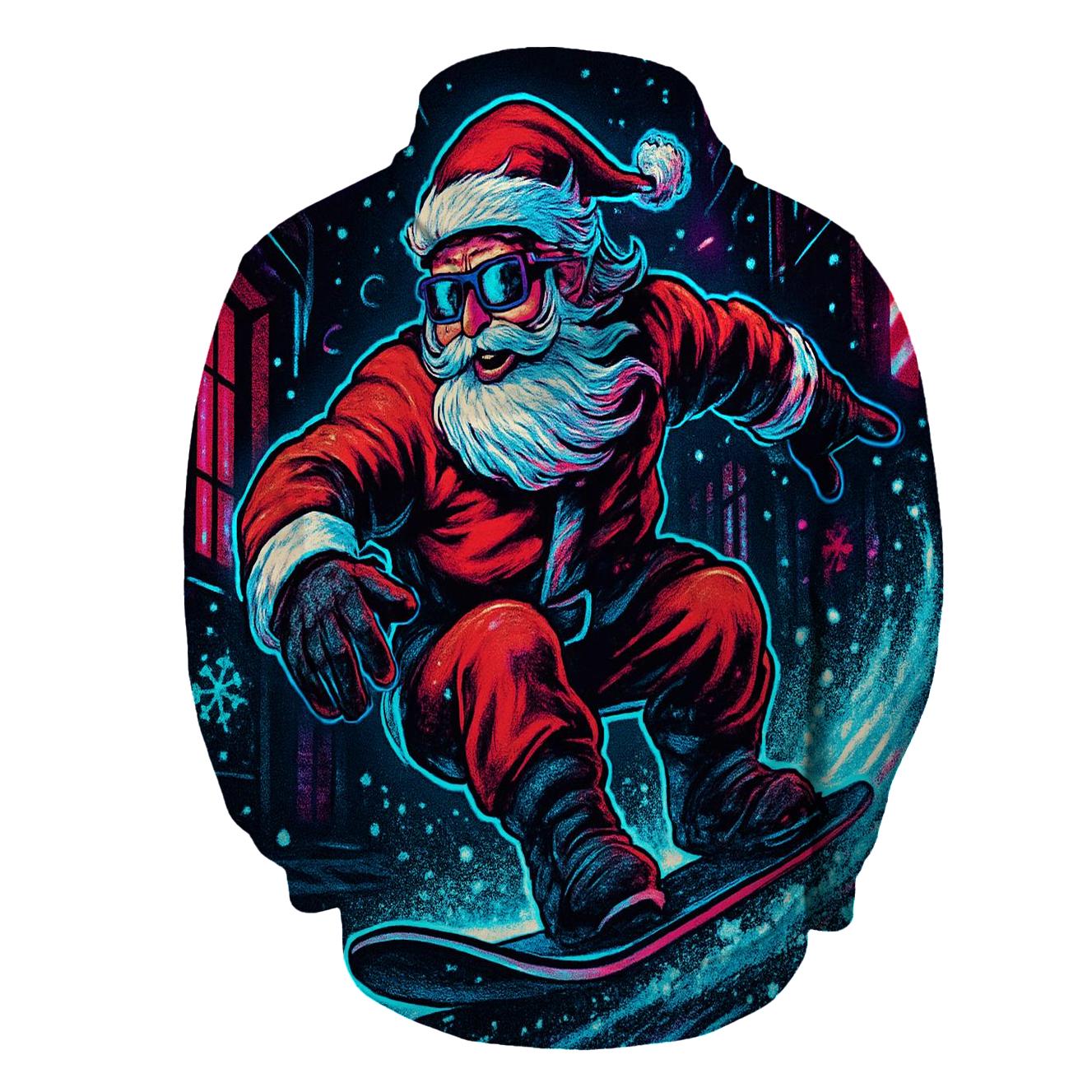 Neon Blizzard Santa Street Rider heavyweight hoodies