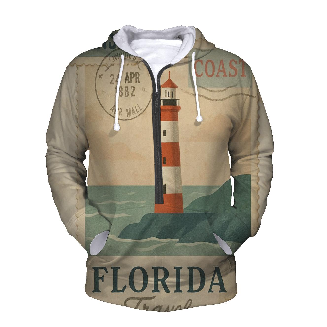 Vintage Harbor Lighthouse Travel Stamp Collage designer hoodies