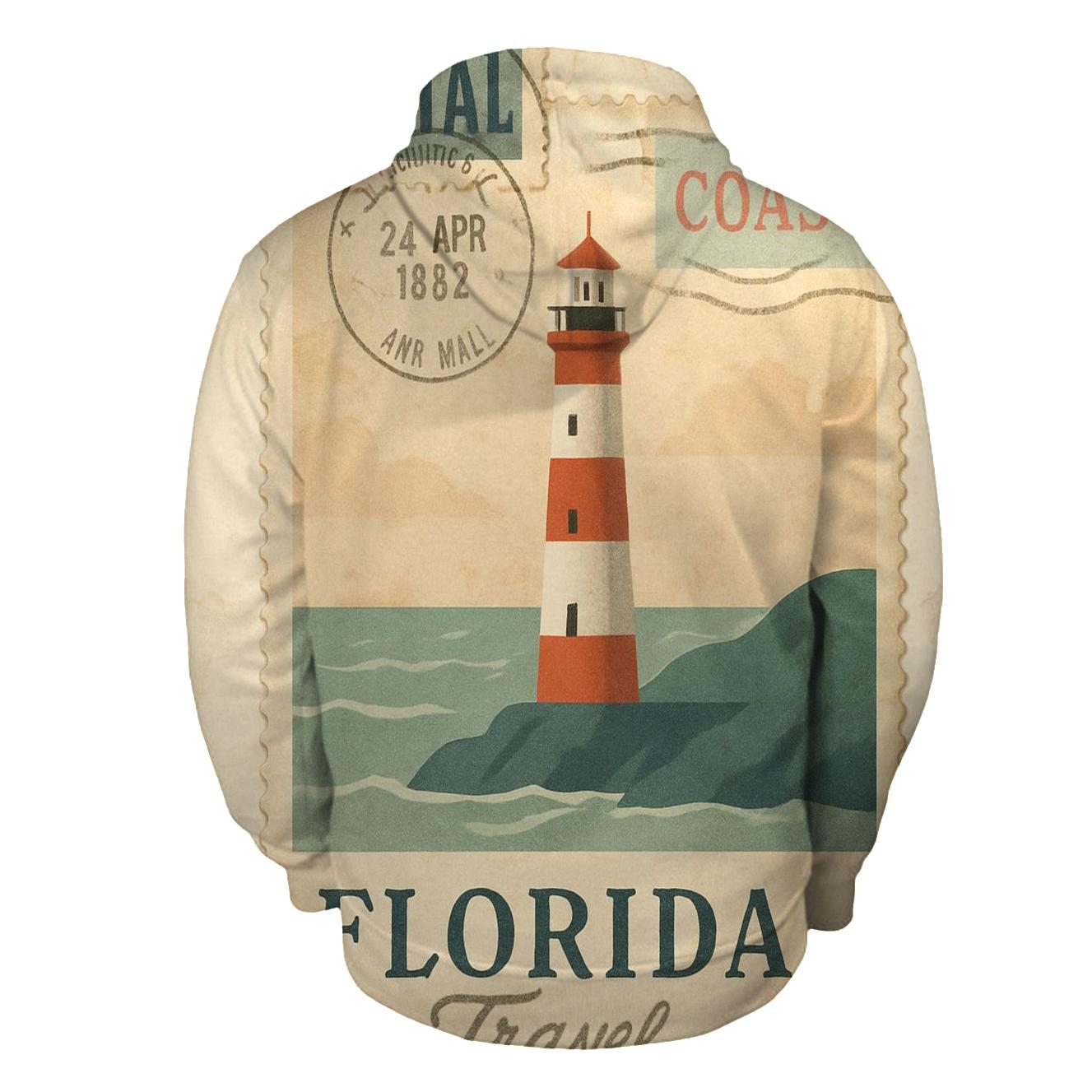 Vintage Harbor Lighthouse Travel Stamp Collage designer hoodies