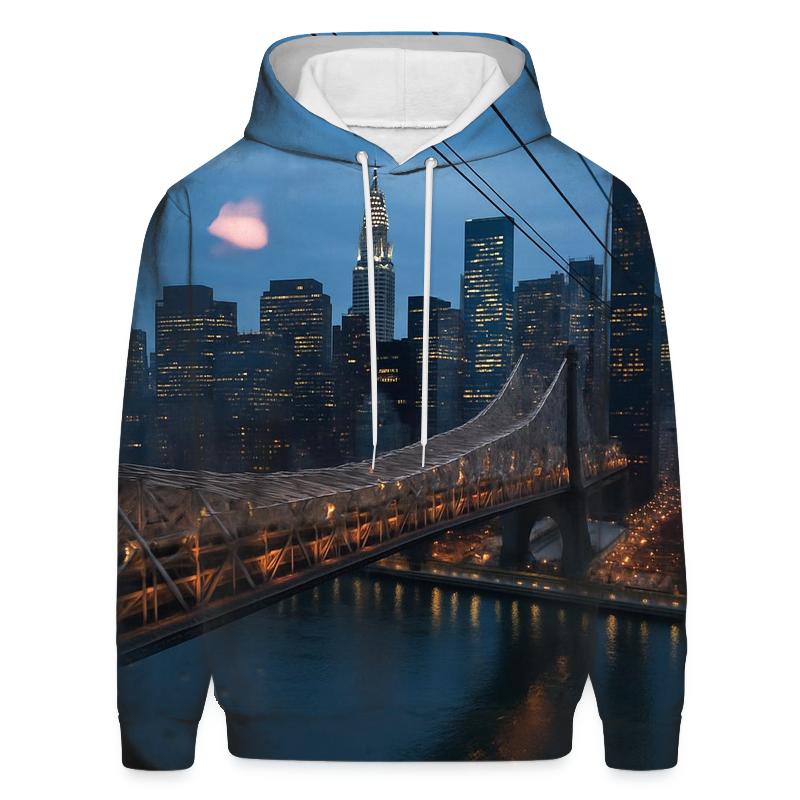 Roosevelt Island Tram Window Over Midtown embroidered hoodies