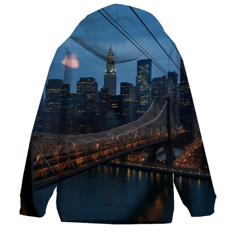 Roosevelt Island Tram Window Over Midtown embroidered hoodies