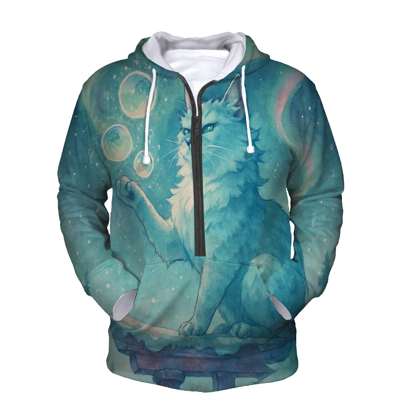 Aurora Lantern Guardian Cat printed hoodies