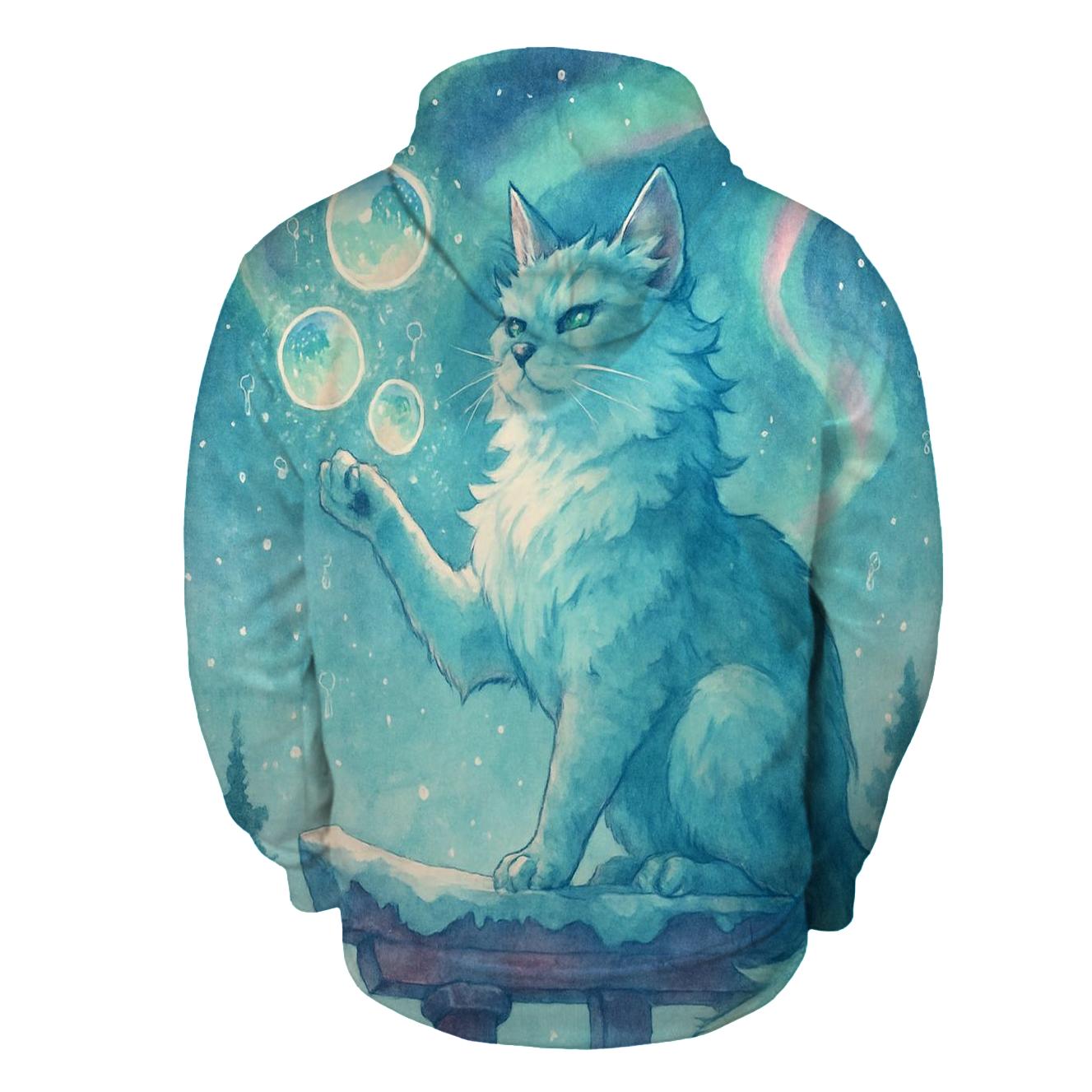 Aurora Lantern Guardian Cat printed hoodies