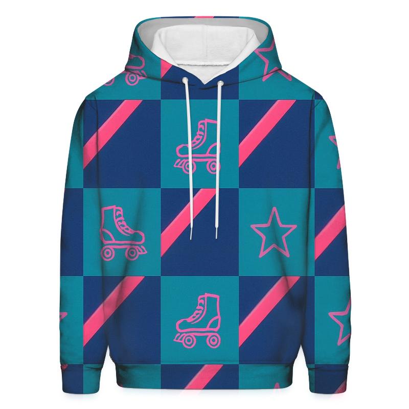 Neon Roller Rink Floor Tiles zip-up hoodies