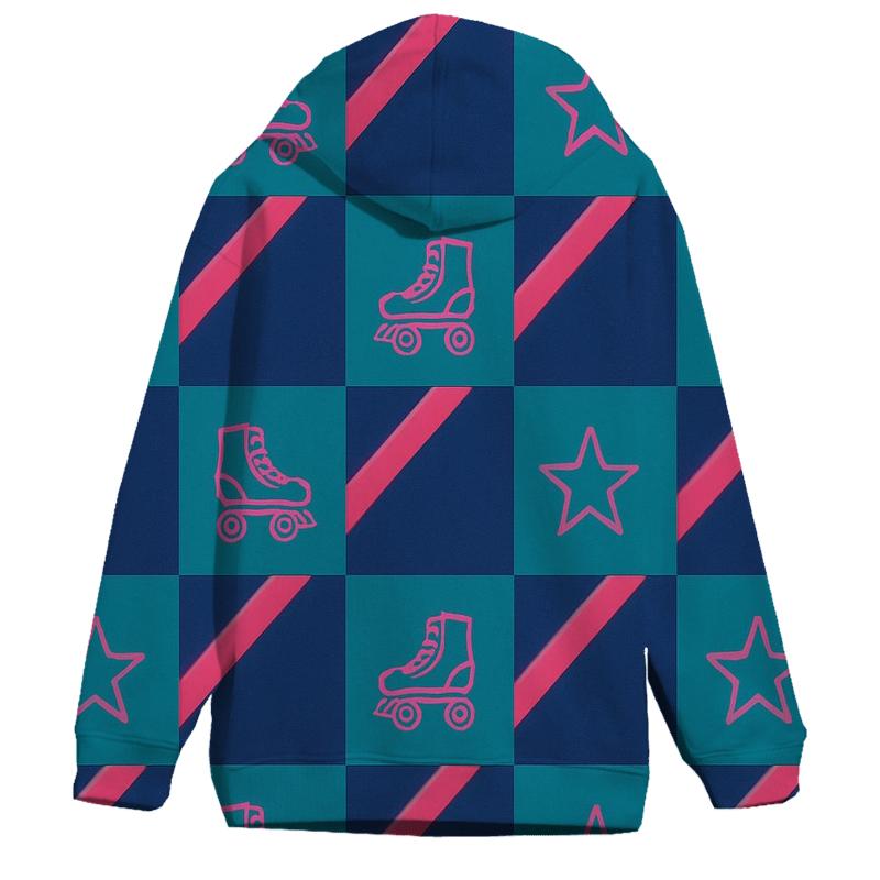 Neon Roller Rink Floor Tiles zip-up hoodies