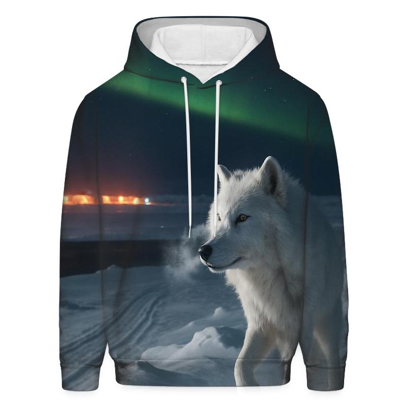 Arctic Research Camp Night Watch Wolf At Auroral Ice Ridge custom hoodies