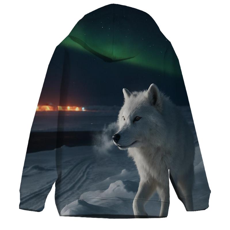 Arctic Research Camp Night Watch Wolf At Auroral Ice Ridge custom hoodies