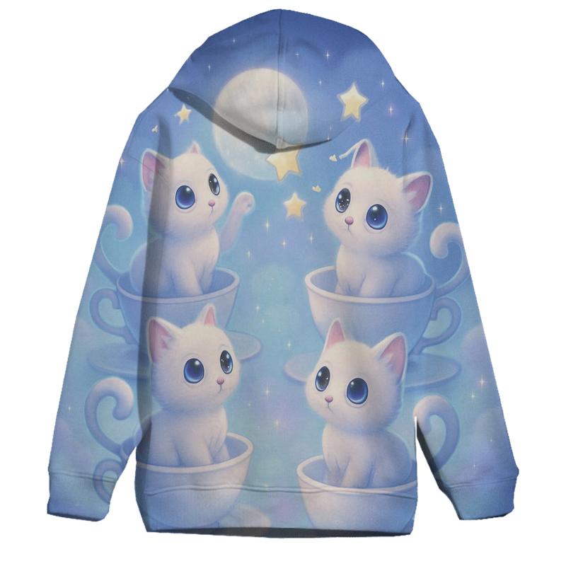 Moonlit Teacup Kitten Carousel embroidered hoodies
