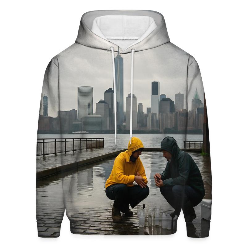 Red Hook Rain Gloss Lower Manhattan Panorama embroidered hoodies