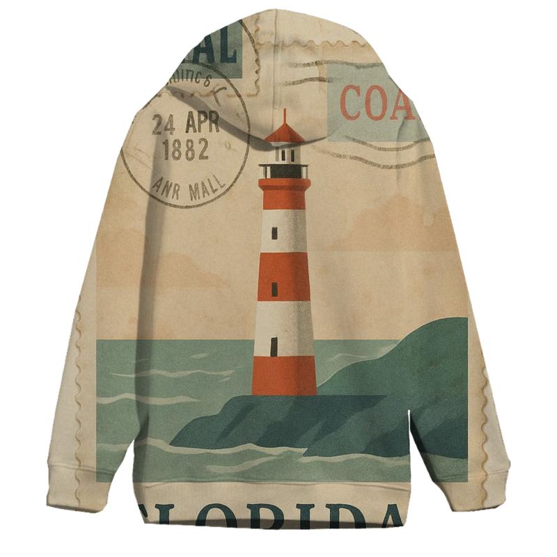 Vintage Harbor Lighthouse Travel Stamp Collage hoodie trends