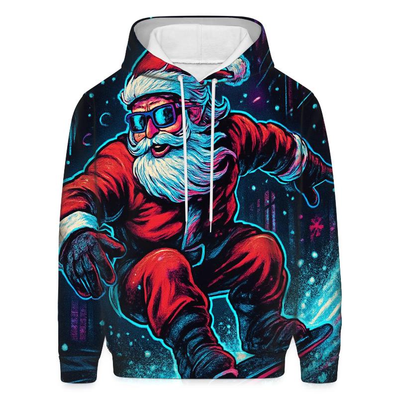 Neon Blizzard Santa Street Rider custom hoodies