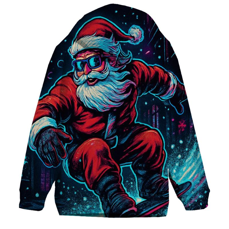 Neon Blizzard Santa Street Rider custom hoodies