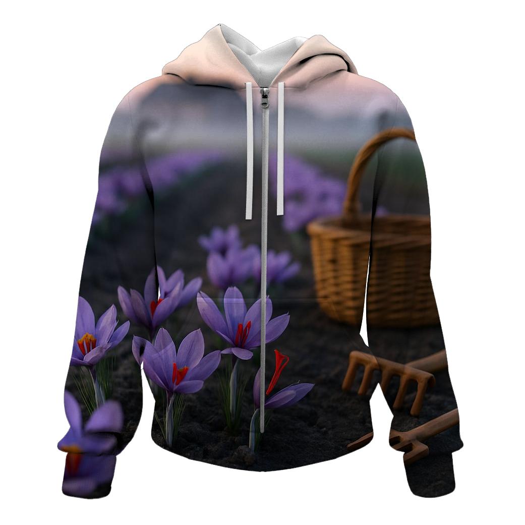 Saffron Crocus Rows After Dawn Harvest heavyweight hoodies
